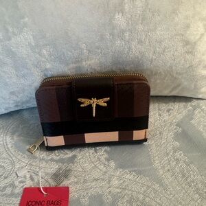 Brown and Black Wallet with Dragonfly Accent